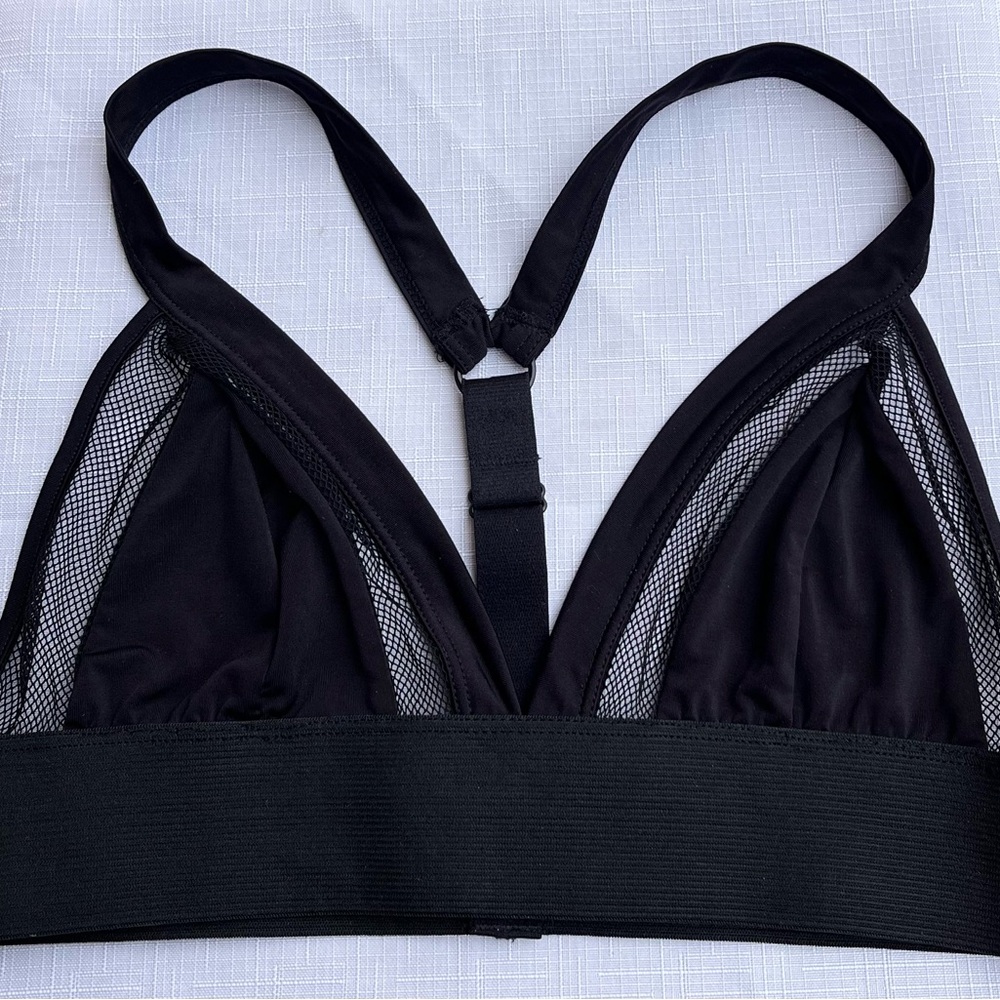 Guess Black Solid Cups Mesh Outside Bralette, Ela… - image 2